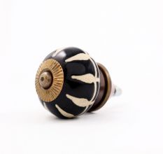Black Floral Ceramic Cabinet Knob