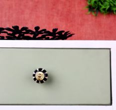 Black Floral Ceramic Cabinet Knob