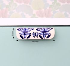 Ceramic Blue Leaf Floral Drawer Handle (Medium Size)