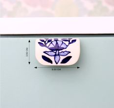 Modern Ceramic Blue Leaf Floral Drawer Handle (Small Size)