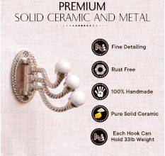 3 in 1 Metal and Porcelain Wall Hooks