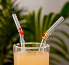 6 Pieces Reusable Glass Straws Eco-friendly Colorful Cute Bent Straws