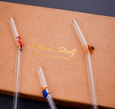 6 Pieces Reusable Glass Straws Eco-friendly Colorful Cute Bent Straws