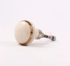 Cream Crackle Ceramic Cabinet Knob With Gold Work