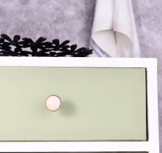 Cream Crackle Ceramic Cabinet Knob With Gold Work