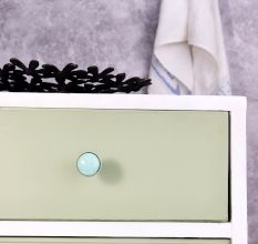 Sea Green Crackle Ceramic Cabinet Knob With Gold Work
