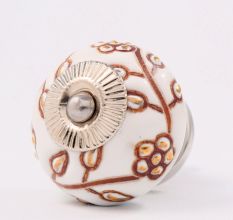 Modern Brown Golden Floral Cabinet Knob