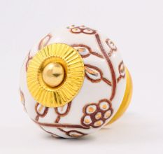 Modern Brown Golden Floral Cabinet Knob