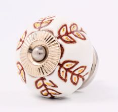 Brown Golden Decorative Leaf Drawer Knob