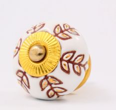 Brown Golden Decorative Leaf Drawer Knob