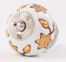 Brown Golden Modern Floral Cupboard Knob