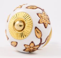 Brown Golden Modern Floral Cupboard Knob