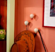 Multicolor Ceramic Hot Air Balloon Modern Kids Wall Hook-3 Pieces