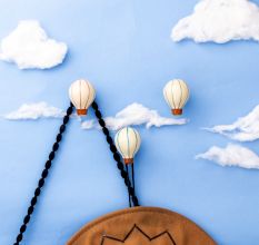 Multicolor Ceramic Hot Air Balloon Modern Kids Wall Hook-3 Pieces