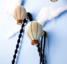 Multicolor Ceramic Hot Air Balloon Modern Kids Wall Hook-3 Pieces