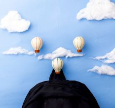 Multicolor Ceramic Hot Air Balloon Modern Kids Wall Hook-3 Pieces