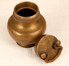 Traditional Brass Ganga Jali Pot with Lid for Hindu Rituals