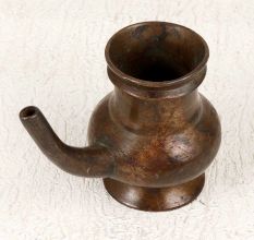 Handmade Brown Holy Water Pot with Spout Made of Brass