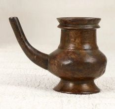 Handmade Brown Holy Water Pot with Spout Made of Brass