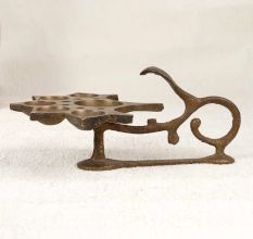Vintage Brass Aarti Oil Lamp with 5 Jyot for Prayer Room