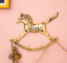 Golden Horse Wall Hanging Brass Hooks