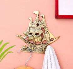 Golden Brass Ship Wall Hook