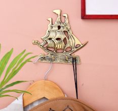 Golden Brass Ship Wall Hook