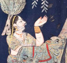 Hand Painted Lord Krishna Golconda Art Cloth Pichwai Painting for Decoration