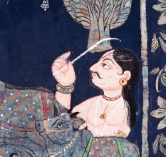 Hand Painted Lord Krishna Golconda Art Cloth Pichwai Painting for Decoration
