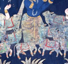 Hand Painted Lord Krishna Golconda Art Cloth Pichwai Painting for Decoration