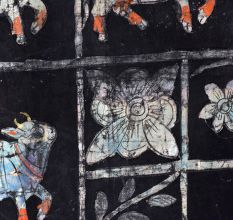 Vintage Cloth Pichwai Painting of Lord Krishna in Golconda Art for Prayer Room