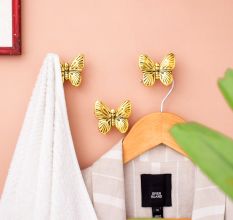 Modern Gold Butterfly Metal Wall Hooks-3 Pieces