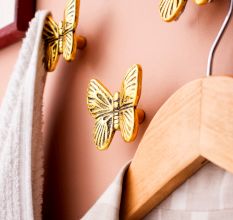 Modern Gold Butterfly Metal Wall Hooks-3 Pieces