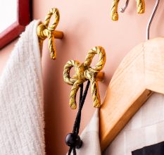 Decorative Gold Bow Metal Wall Hooks-3 Pieces