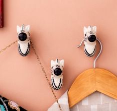 Zebra Head Pattern Ceramic Wall Hooks-3 Pieces