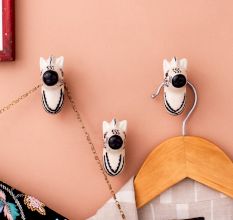 Zebra Head Pattern Ceramic Wall Hooks-3 Pieces