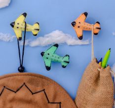 Modern Multicolor Aeroplane Metal Wall Hooks-3 Pieces