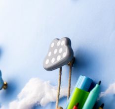 Ceramic Multicolor Dot Cloud Modern Kids Wall Hook-3 Pieces