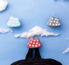 Ceramic Multicolor Dot Cloud Modern Kids Wall Hook-3 Pieces