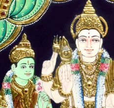 Painting Of Lord Vishnu With Ridhi Sidhi In Tanjor Art