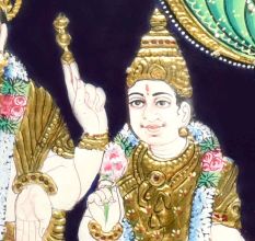 Painting Of Lord Vishnu With Ridhi Sidhi In Tanjor Art
