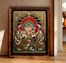 Painting Of Lord Ganesha With Tanjore Work Art