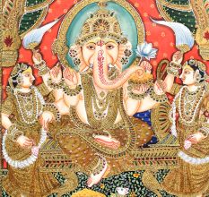 Painting Of Lord Ganesha With Tanjore Work Art