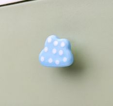 Sky Blue White Dot Cloud Ceramic Cabinet Knob