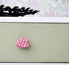 Pink White Dot Cloud Ceramic Cabinet Knob