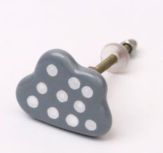 Grey White Dot Cloud Ceramic Cabinet Knob