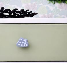 Grey White Dot Cloud Ceramic Cabinet Knob