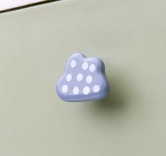 Grey White Dot Cloud Ceramic Cabinet Knob
