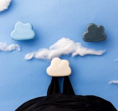 Multicolor Ceramic Hot Air Balloon Cloud Modern Kids Wall Hook-Pack of 6