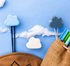 Multicolor Ceramic Cloud Modern Kids Wall Hook-Pack of 3